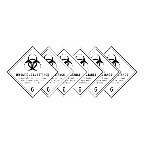 Infectious Substance 6 Hazard Diamond Multi Pack 100mm x 100mm Strong Adhesive Vinyl Stickers for Safety (6)