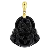 Shop-iGold Happy Laughing Buddha Black Jade Pendant, Genuine Certified Grade A Jadeite Jade Hand Crafted, Buddha Medallion, Buddha charm, Buddha Pendant, Good Luck Black Jade statue pendant