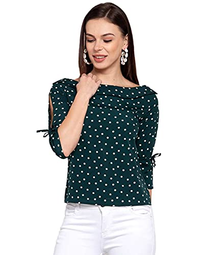 Image of Style Quotient Women Polka Printed polycrepe Smart Casual top