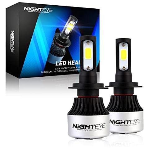 NIGHTEYE Automotive LED Headlight Bulbs Kit - 72w 9000LM/Set 6500K Cool White - 3 Years Manufacture Warranty (H7) Cover