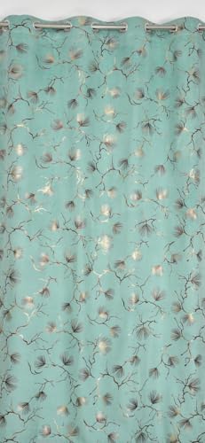Image of KALIYO Velvet Foil Room Darkening Curtain for Door & Window | Soft Velvet Fabric | Blocks 75% Sunlight | Eyelet Curtain | 9 Feet | Pack of 2 | Aqua