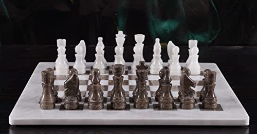 Radicaln 15 Inches Large Handmade White And Grey Oceanic Weighted Marble Full Chess Game Set For Adults Staunton And Ambassador Gift Style Tournament Chess Sets #TOP1