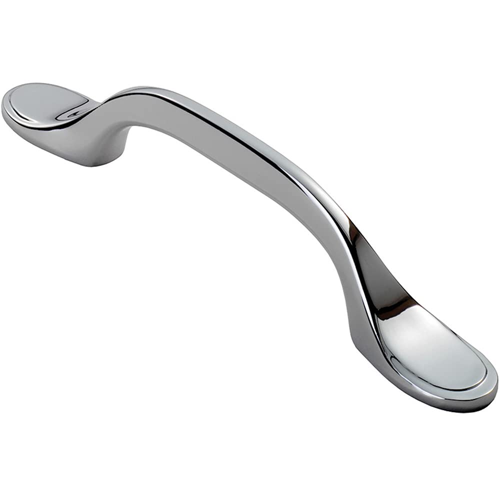 128mm Shaker Style Cabinet Pull Handle - 76mm Fixing Centres - Polished Chrome | Traditional Cabinet Pull Handle - Wardrobe Cupboard Door Handle - Suitable for Lightweight Internal Doors