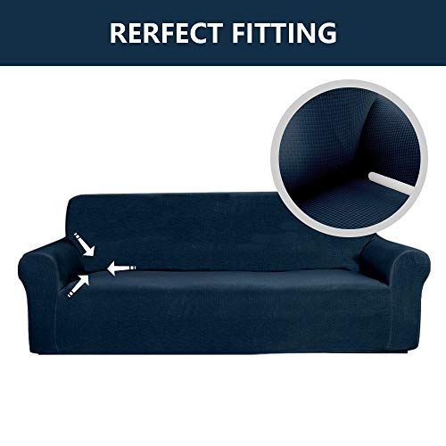 Golden Quality Bedding 2 Pieces Sofa & Loveseat Cover 4 Way Stretch To Fit Slipcover/ Furniture Protector With Anti-Slip Foams # Yafa (Blue) #TOP2