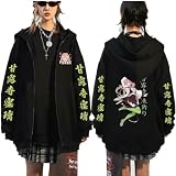 Symish Unisex Anime Hoodie Zip Up Anime Character 3D Printing Hooded Sweatshirt Costume Coat Women,Black D/L