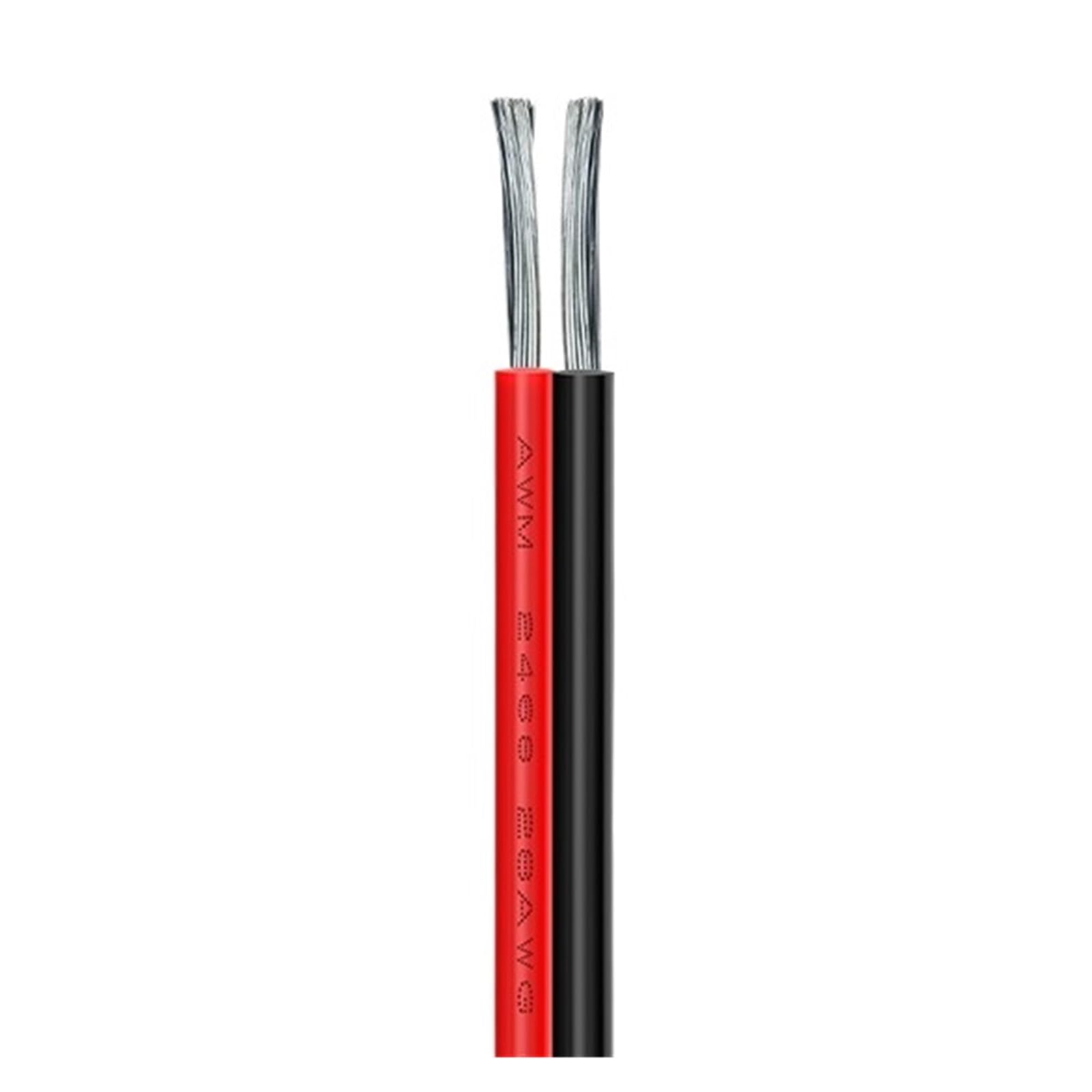 20m 2-pinowy Przewód Elektryczny Miedź Cynowana 16/18/20/22/24/26/28/30 AWG Izolowany Przedłużacz PVC Kabel Czerwony Czarny(22AWG)