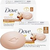 Dove Soap, Shea Butter & Vanilla Beauty Bar 2-Pack (8 Soap Bars) – 3-in-1 Moisturizing Face, Body & Hand Soap, 3.17 Oz Ea
