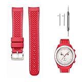 Ziknow Slicone Cinturino per orologio Moonswatch Swatch 20 mm con estremità curva Moonwatch per Omega X Swatch Speedmaster/Rolex/SEIKO cinturini di ricambio per uomini e donne, Medio, Silicone