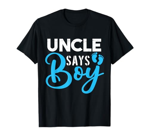 Género revelar tío dice niño emparejar familia bebé fiesta Camiseta