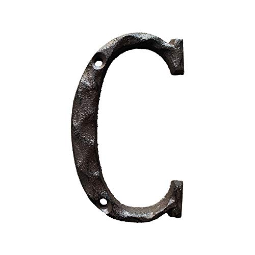 Jerrybaby 5 Inch House Letters, Rustic Cast Iron Metal Home Address Number & Letters/Unique Hammered Look, Letter C