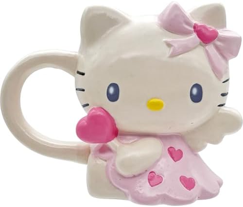 サンアート Sanrio SAN4647-2 Angel Hello Kitty Die-Cut Mug, Approx. Diameter 4.7 x 3.9 inches (12 x 10 cm), 9.1 fl oz (280 ml), Tableware, Miscellaneous Goods, Kitty, Birthday Gift, Pink image 3