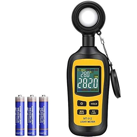 Digital Luxmeter Tragbare Photometer Belichtungsmesser Beleuchtungsstärke Lichtmesser mit Bereich bis zu 200.000 Lux und LCD Display (Gelb) Cover