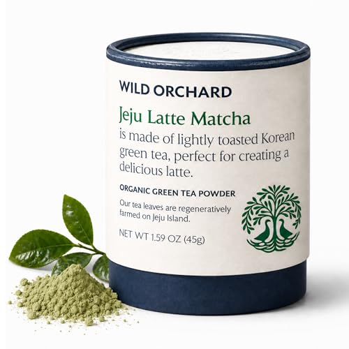 Wild Orchard Matcha Green for Lattes from Jeju Island - Premium Tea - 100% Regenerative Organic Certified - Premium Grade Matcha Green Tea Powder Cultivated on Jeju Island in South Korea