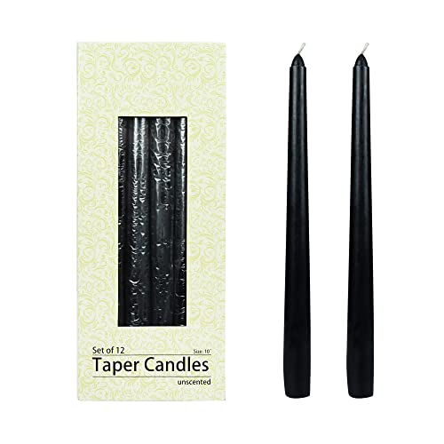 Zest Candle 12-Piece Taper Candles, 10-Inch, Black