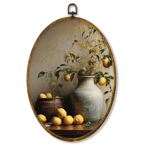 shiviody Vintage Farmhouse Lemon Kitchen Canvas Wall Art Decor, Rustic