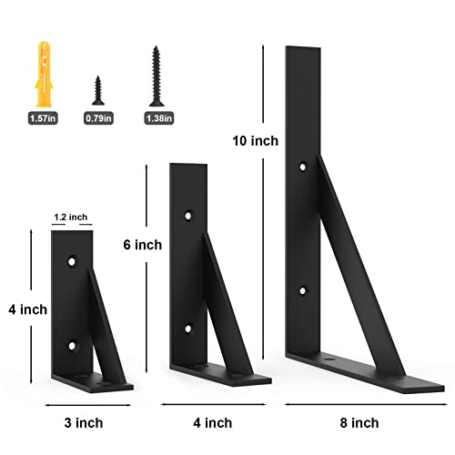 Sogal Shelf Bracket 3 Inch X 4 Inch,Black Shelf Brackets,Small Shelf Brackets,Shelf Support Angle Brackets For Shelves, Heavy Duty Shelf L Brackets 4Pack #TOP1