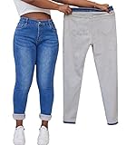 Jeans d'hiver pour femme - Pantalon skinny épais doublé en polaire