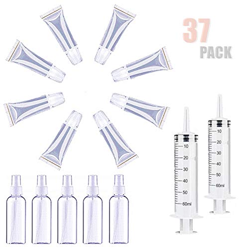 Lip Gloss Tubes,AIVS 30 Pack 10ml Clear Refill Empty Tube & Plastic Syringe Dispensing & Spray Bottle for DIY Lip Gloss Balm Cosmetic Travel Toiletries