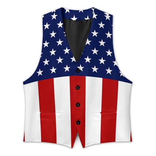 USA Elements of The America Flag Men's Suit Vest Slim Fit V-Ncek Waistcoat Business Casual Vest3