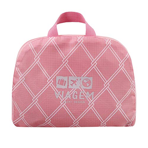 Mochila Dobrável de Viagem Compacta Feminina Masculina Leve Cor:Rosa