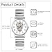 Imagen de JewelryWe Reloj Correa Elástica Calavera: Relojes de Pulsera Cuarzo Analógicos Redondo para Hombre y Mujer Escala de Números Romanos Plata