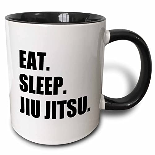 3dRose Eat Sleep Jiu Jitsu-Japanese Martial Art-Ju Jutsu Jujutsu Jujitsu Two Tone Mug, 1 Count (Pack of 1), Black