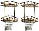 2 PACK. Matériau antirouille : panier de douche en laiton, avec finition bronze antique ; antirouille et anti-corrosion, solide et durable. Les panneaux de base de conception creuse peuvent empêcher la collecte d'eau et sont faciles à nettoyer.