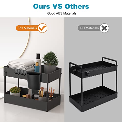 Blumway 2 Pack Under Sink Organizers And Storage, 2 Tier Bathroom Counter Organizer, Multi-Purpose Kitchen Under Cabinet Organizer With Hooks, For Bathroom/Kitchen Countertop #TOP7