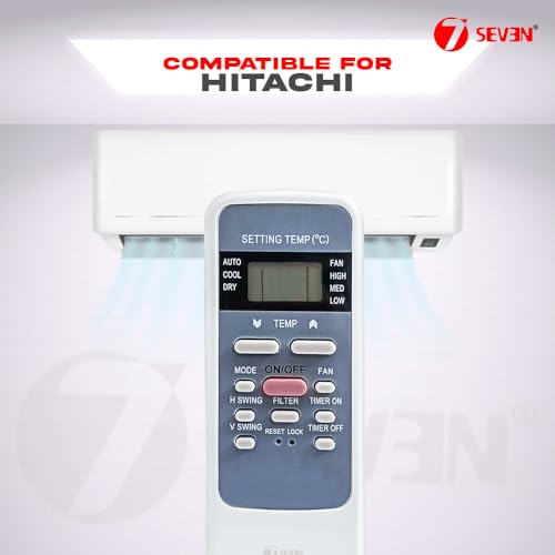 Image of 7SEVEN Compatible AC Remote for Hitachi Split AC and Window Air Conditioner The Model of Remote Control is 137, Exact Match with Original Remote No Pairing Required use New AAA Alkaline Battery.