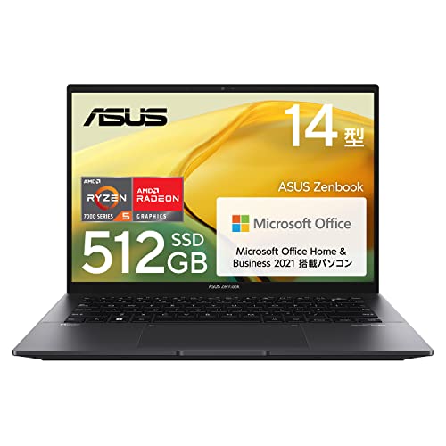 ASUS m[gp\R Zenbook 14 14C` Ryzen 5 7530U 16GB SSD512GB MS Office 2021 Windows11 obe[쓮12.6 Type-CdΉ d1.39kg wF W