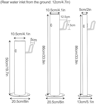 304 Stainless Steel Vertical Garden Water Column with Spray Gun & Accessories - Durable Outdoor Fountain Irrigation Solution, 13x86cm (5.1x33.9in), Stylish Silver Finish
