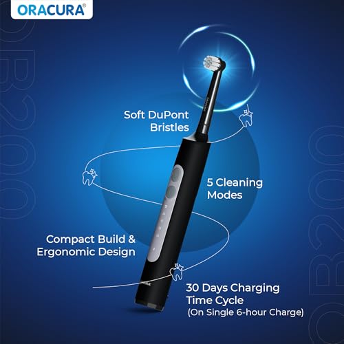 ORACURA OB200 Rechargeable Electric Toothbrush for Men & Women Black - Image 5
