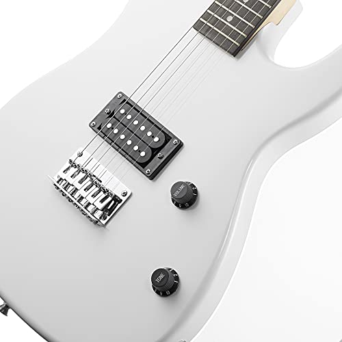 Ashthorpe 39-Inch Full-Size Electric Guitar With Humbucker Pickup (White), Guitar Kit With Padded Gig Bag, Strap, Strings, Cable, Cloth, Picks #TOP3