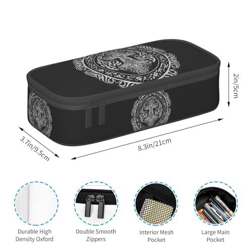 Image of Celtic Sacred Tree Life Totem Viking Goddess Large Pencil Case With Zipper Compartments Stationery Pencil Bag For Kids Teens Students School Supplies