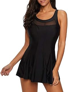 Zando One Piece Swimsuits for Women Tummy Control Swimwear Long Torso Skirted Bathing