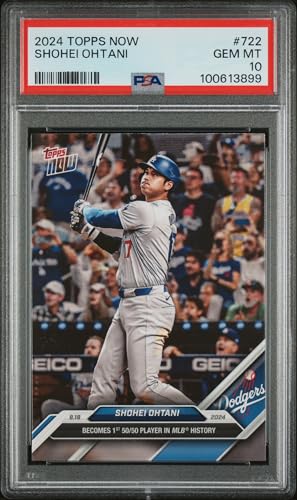 Shohei Ohtani 2024 Topps Now Baseball Card #722 (Cert. #100613899) 1st 50/50 Milestone, PSA 10 GEM MINT Graded & Authenticated