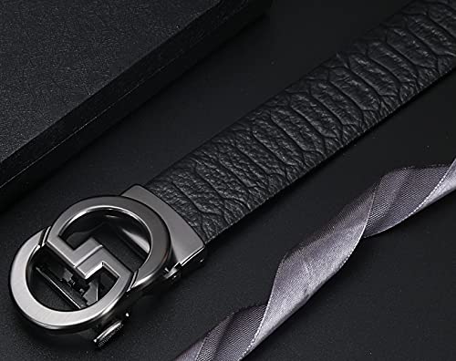 Men's Leather Belt with Automatic Buckle 35mm wide Ratchet Dress Belt, Trim to Fit3