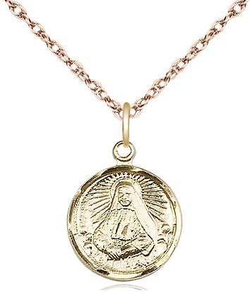 14kt Gold Filled St Cabrini Pendant on a 15 inch Gold Filled Light Rope Chain.