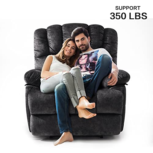 EASELAND Extra Large Push Back Recliner for Big and Tall, Extra Wide and Overstuffed Breathable Oversize Lazy Recliners (Dark Grey)