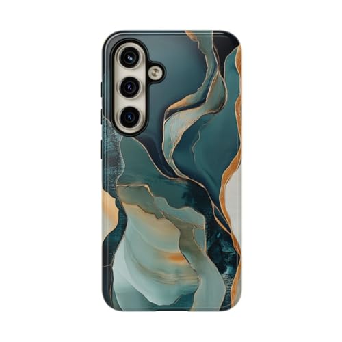 Coque rigide Samsung S24 antichoc brillante à motifs fluides dorés
