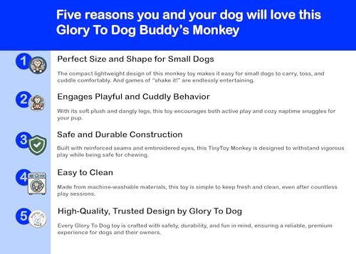 Glory To Dog Buddy's Monkey Juguete Para Perros Pequeños miniatura 3