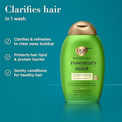 OGX Clarifying Strength + Rosemary Mint Conditioner, Clarifying Conditioner for Oily Hair Visibly Helps Remove Oil & Residue to Clear Away Buildup, Sulfate-Free Surfactants, 13 fl. oz