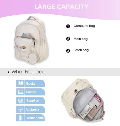 Cute Backpack for Teen Girls Boys, Aesthetic Laptop Bookbag for College High Middle School Student Women, Purple3