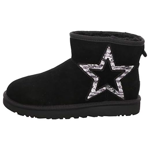 UGG Klassisk mini-stjärnstövel för kvinnor, Svart, 36 EU