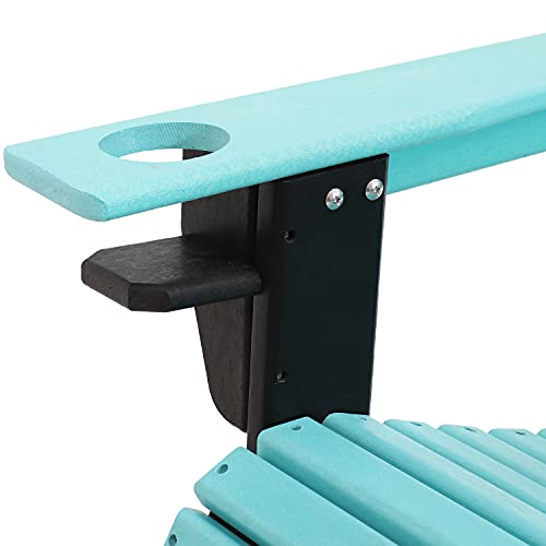 Sunnydaze Turquoise/Black Outdoor Adirondack Chairs With Drink Holders - Set Of 2 - Heavy Duty Hdpe Weatherproof Patio Chair - Ideal For Lawn, Garden, And Around The Firepit #TOP4