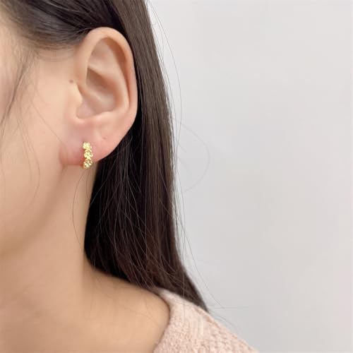 Flower Small Hoop Earrings for Women Cartilage Dainty Cute 925 Sterling Silver Post Floral Huggie Hoops Hypoallergenic Fashion Minimalist Trendy Jewelry (Gold) by NewZenro - Image 5