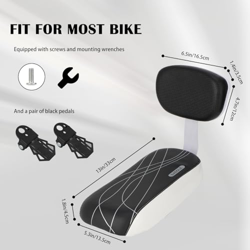 BWBIKE Bicycle Back Seat Cycling Bike Bicycle Mountain Bike PU Leather Soft Cushion Rear Rack Seat Children Seat with Backrest and Footrest, Black+Black - Image 4