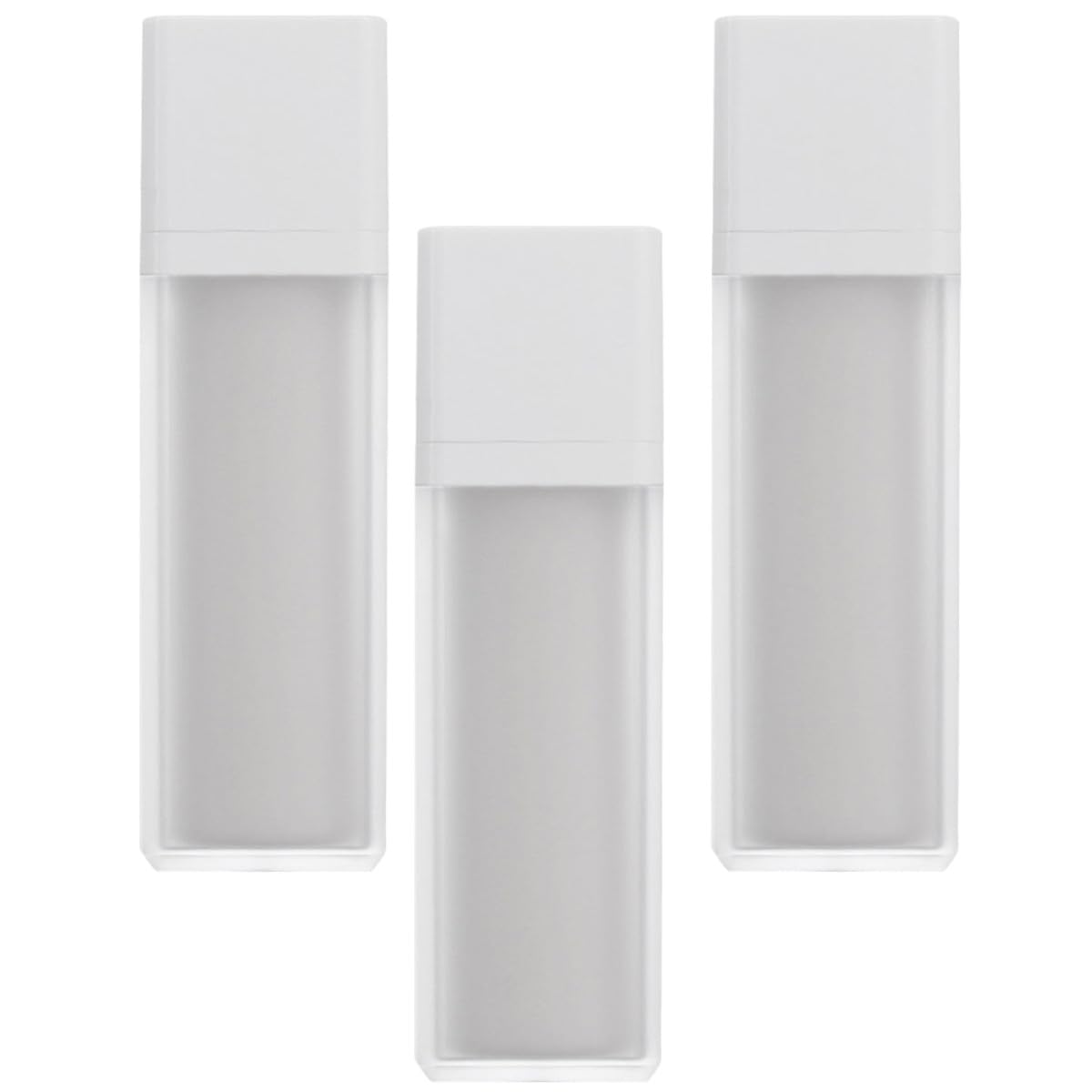 HOMSFOU Botellas de Viaje Rellenable sin Aire 50ml, Set de 3 Envases Cuadrados de Vidrio Esmerilado para Loción y Crema, Compactas y Prácticas para Cosméticos y Cuidado Personal