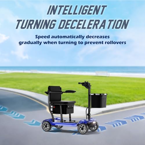 Image of 43lb Lightweight Mobility Scooter for Seniors - Airline & Cruise Approved | Foldable Portable Travel Motorized Scooters for Adults Elderly 4 Wheel with Removable Battery, 24.8MI, 300lb Capacity, Blue