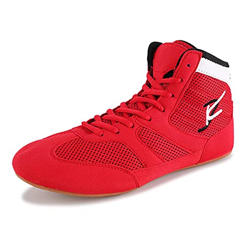 DAMANDO Ladies Boxing Fitness Sneakers Breathable Mesh Wrestling Shoes Fashion Anti-Slip Kickboxing Training for Female,Red,6